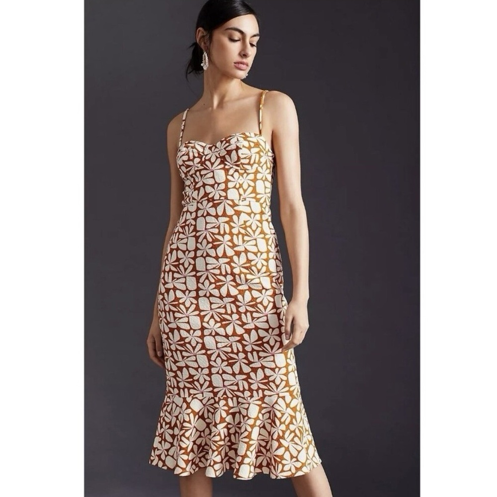 Anthroplogie Hutch Floral Slim Midi Dress